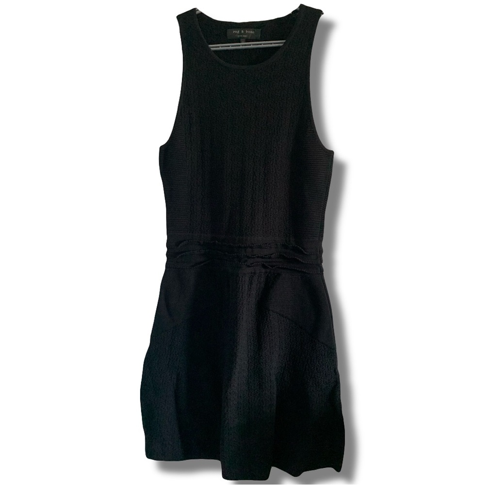 rag & bone Alyssa Black Knit A Line Midi Dress Medium